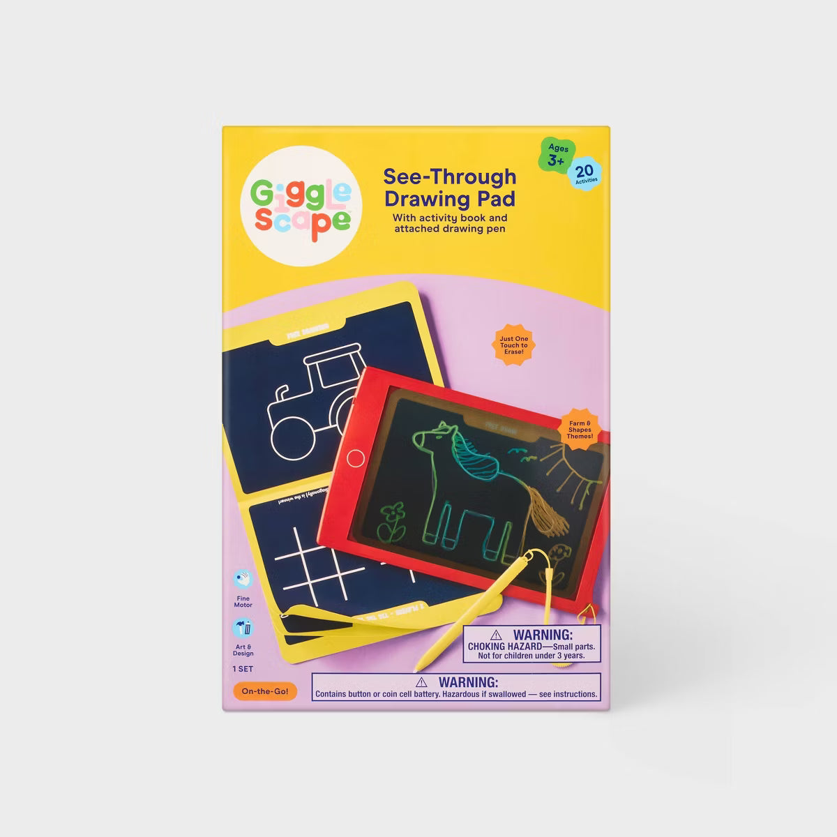 Tableta para Dibujar por Calco Gigglescape™ Roja, Desarrolla la Motricidad Fina y la Creatividad Infantil.