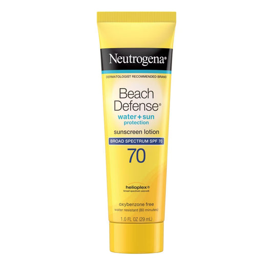 Protector Solar Neutrogena Beach Defense FPS 70, Sin Aceite y Sin Fragancia, Tamaño de Viaje 29.5 ml.