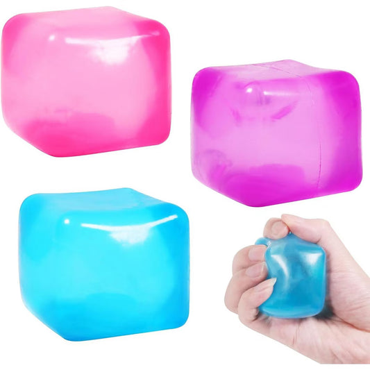 Link Nice Cube Juguete Sensorial Antiestrés para Apretar, Súper Suave, 3 Colores (Paquete de 3).